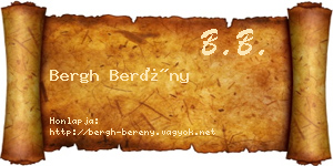 Bergh Berény névjegykártya